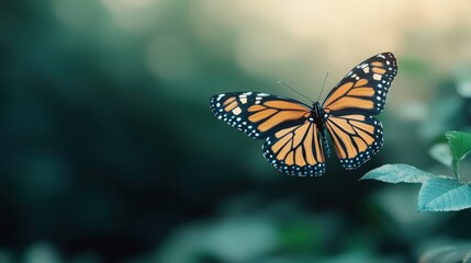 Obraz premium Monarch Butterfly in Flight Nature Photography Beautiful Insect