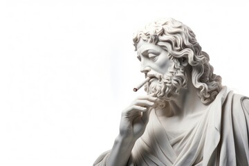 Obraz premium Greek sculpture jesus taking a cigarette female person statue.