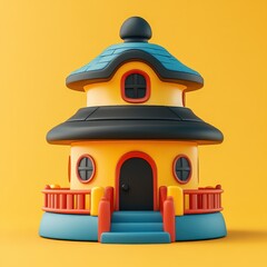 Obraz premium Whimsical Fairy Tale Miniature House in Vibrant Colors