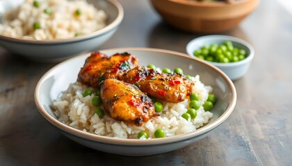 Caribbean jerk chicken with rice and peas