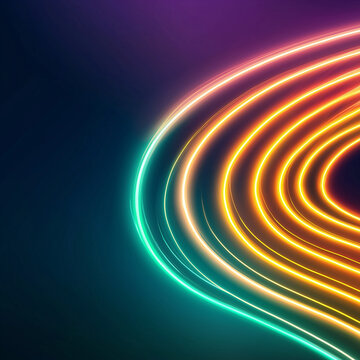 Neon glow curved line, green and yellow gradient