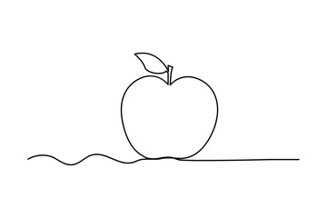 Apple continuous one line drawing of fruit outline  isolated vector icon  
