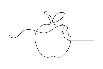 Apple continuous one line drawing of fruit outline  isolated vector icon  
