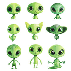 Obraz premium Cute Green Alien Collection
