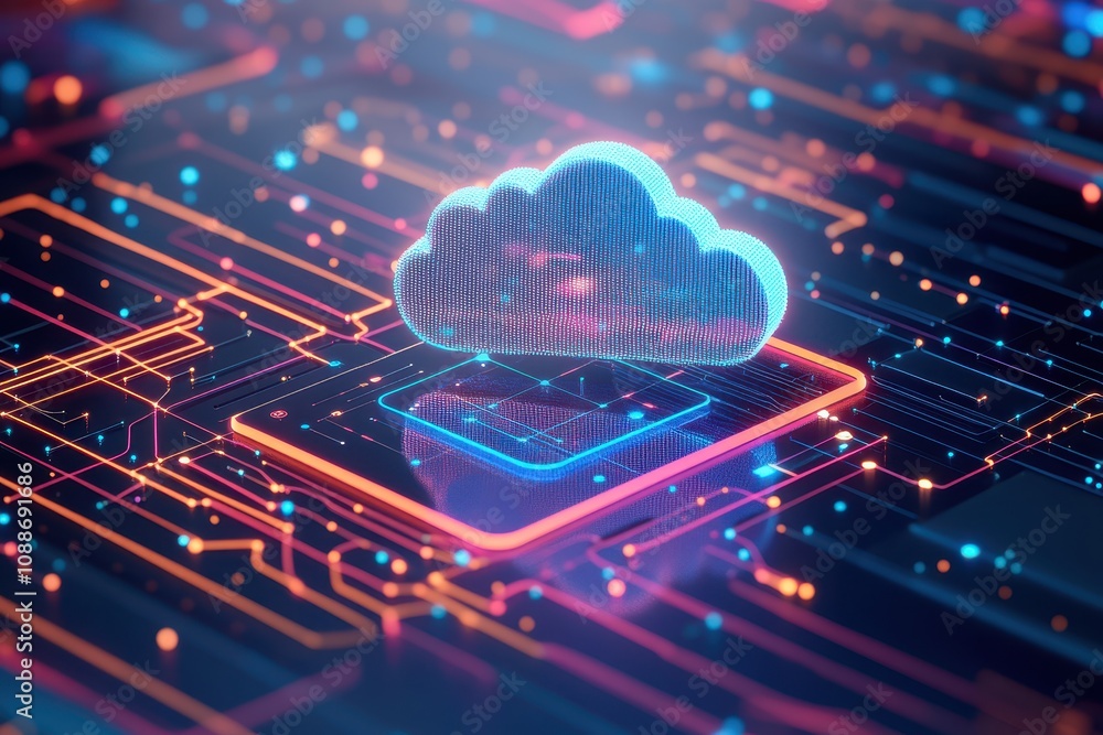 Poster a computer chip with a cloud on it