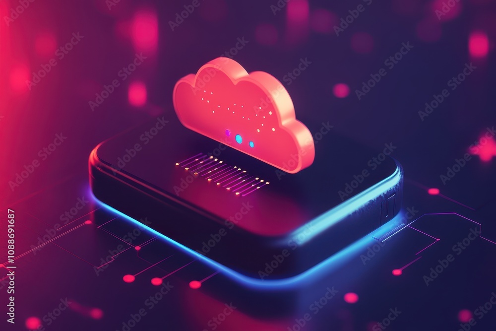 Aufkleber a computer chip with a cloud on it