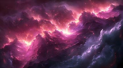 Fototapeta premium Cosmic Nebula: Fiery Cloudscapes Across a Stellar Expanse