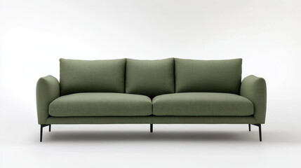 modern green sofa with plush cushions and sleek metal legs, perfect for contemporary living spaces