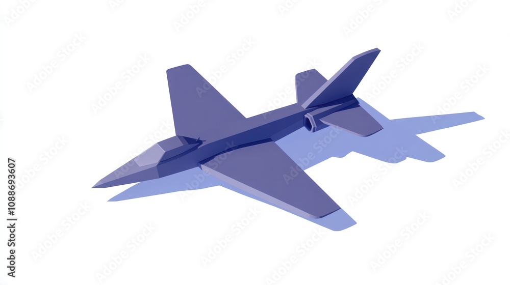 Aufkleber a stylized, low-poly aircraft model with a sleek design and shadow on a white background.