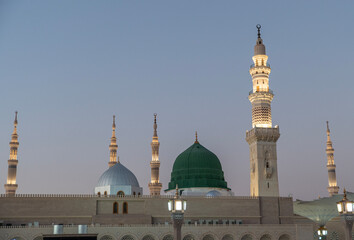 View of The Green Dome from Medina Prophet Mosque, Saudi Arabia