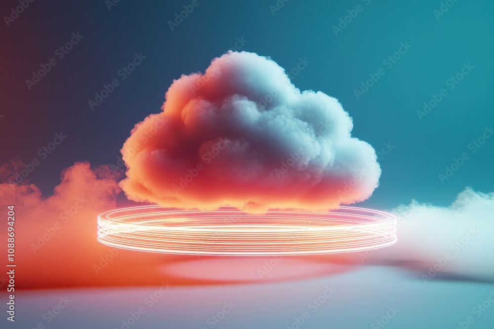 Poster a cloud with a wifi symbol on it is floating in the air
