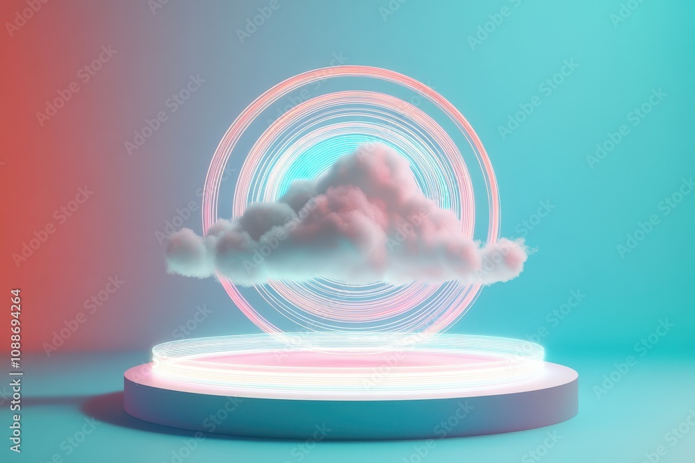Poster a cloud with a wifi symbol on it is floating in the air