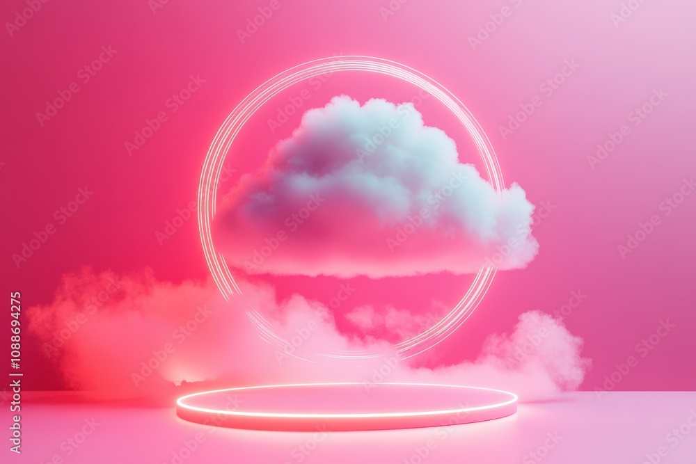 Poster a cloud with a wifi symbol on it is floating in the air