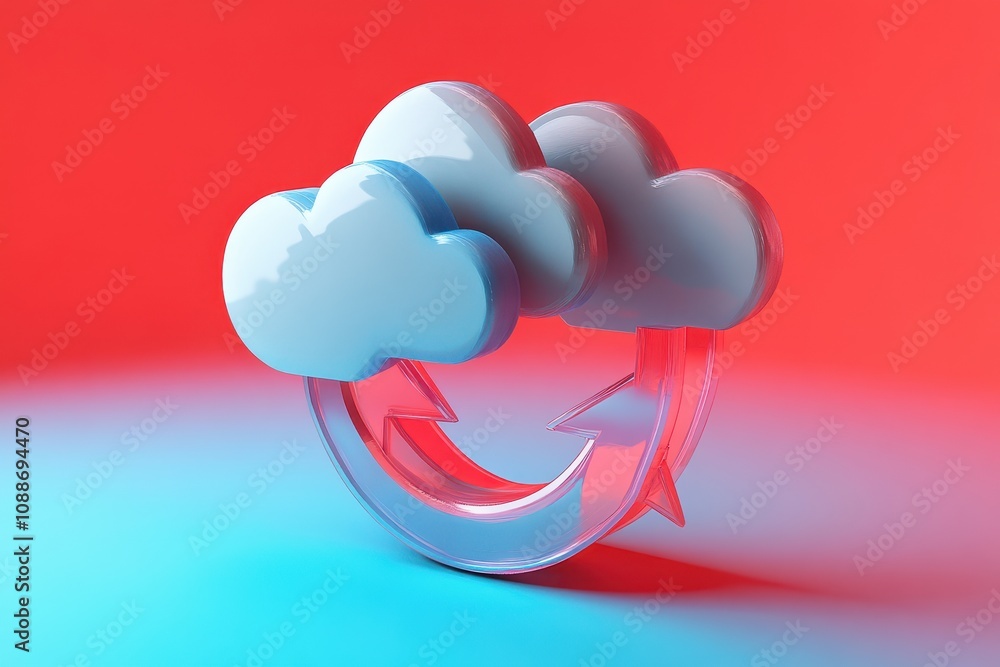 Poster a cloud symbol with an arrow pointing to the right