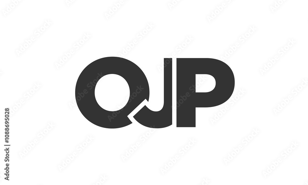 Poster OJP logo design template with strong and modern bold text. Initial based vector logotype featuring simple and minimal typography. Trendy company identity.