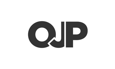 OJP logo design template with strong and modern bold text. Initial based vector logotype featuring simple and minimal typography. Trendy company identity.