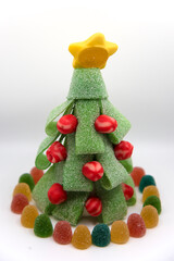 Decorative Christmas tree made with gumdrops 