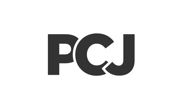 PCJ logo design template with strong and modern bold text. Initial based vector logotype featuring simple and minimal typography. Trendy company identity.