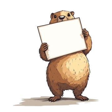 recommend clip art: Cute Groundhog Holding a Blank Sign