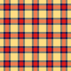 Shape tartan check background, lady vector texture fabric. Line pattern seamless textile plaid in amber and blue colors.