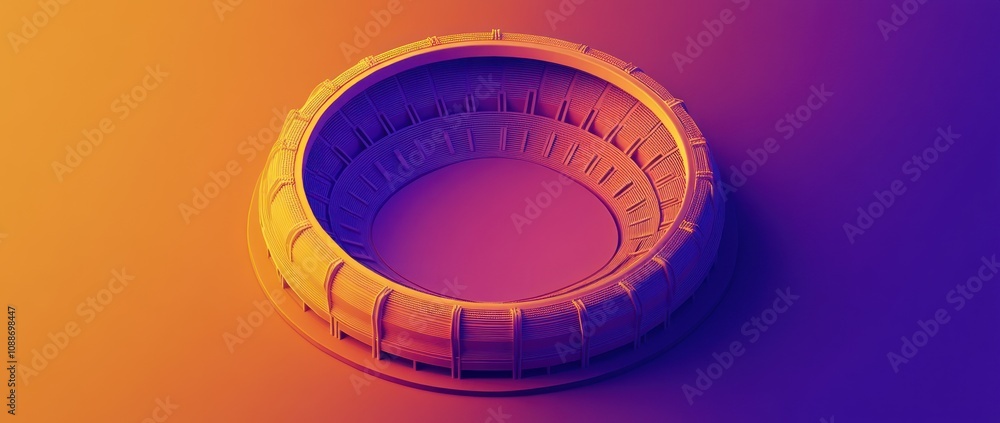 Aufkleber A circular object with a ridged design, set against a gradient background.