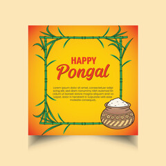 Happy pongal background social media post template