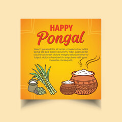 Happy pongal background social media post template