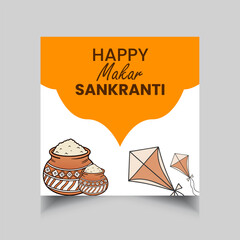 Happy makar sankranti background social media post template