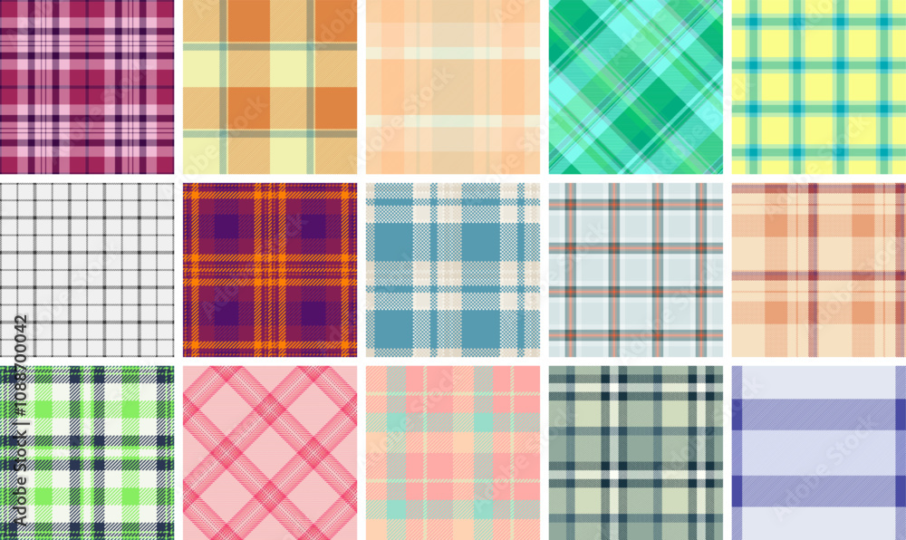 Poster bold check patterns with stripes and textured backgrounds. a perfect collection for scottish or engl