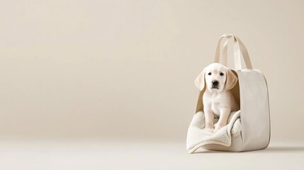 Cozy Pet Carrier Bag with Soft Blanket on Plain Background