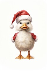 Duck wearing santa drawing animal bird.
