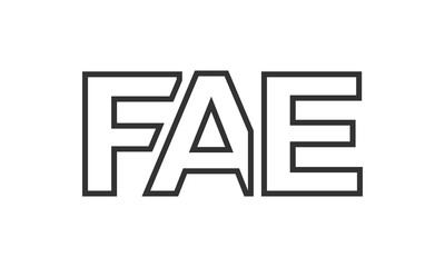 FAE logo design template with strong and modern bold text. Initial based vector logotype featuring simple and minimal typography. Trendy company identity.