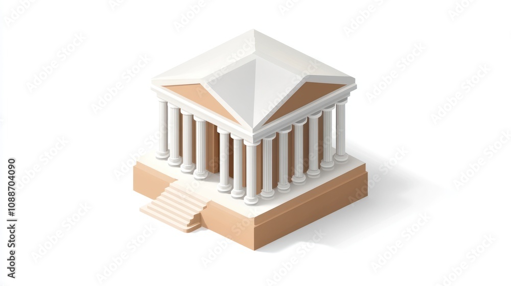 Aufkleber a stylized illustration of a classical temple with columns and a triangular roof.