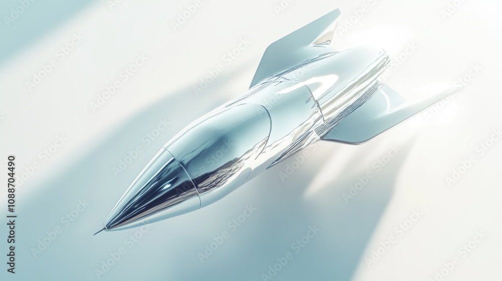 Poster a sleek, futuristic rocket model designed for space exploration and innovation.