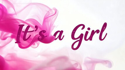 pink animated banner with the inscription "It's a girl."