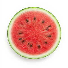 Fresh watermelon slice with vibrant red flesh and black seeds, perfect for summer. Enjoy its juicy sweetness and refreshing taste