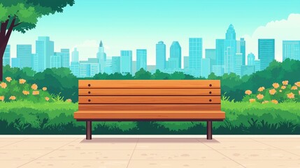 City Park Bench Tranquil Urban Oasis Sunny Day Landscape