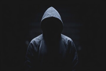 Shadowed Figure: An enigmatic hooded figure stands alone in the darkness, their face obscured, creating a sense of mystery and intrigue. Their presence evokes a sense of secrecy and hidden motives.  