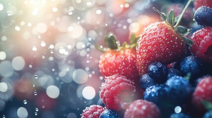 Fresh Juicy Berries Sparkling With Water Drops