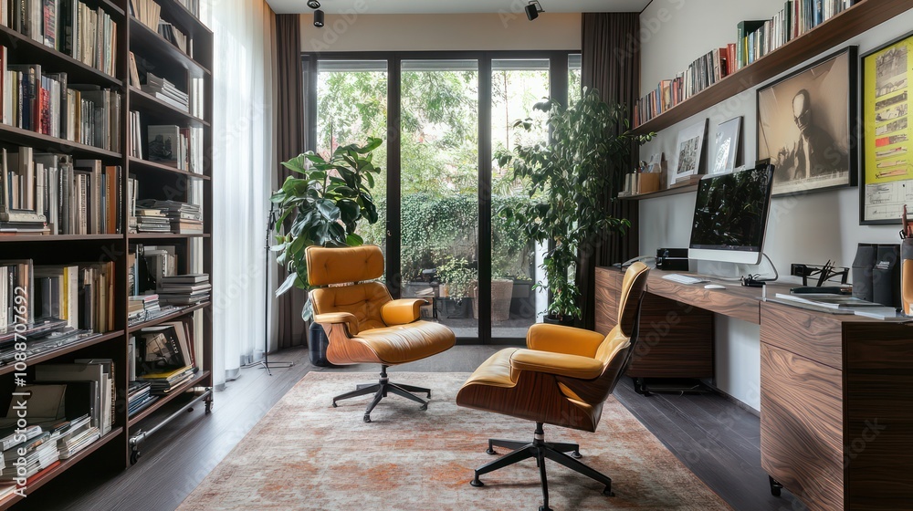Poster arranging creative zones with feng shui principles, enhancing focus and output