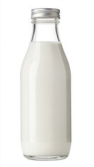 Fresh milk in clear glass bottle, showcasing its creamy texture and purity. Perfect for various culinary uses and healthy beverages