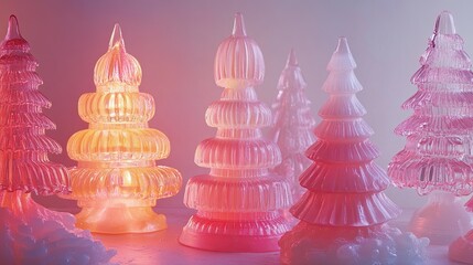 Illuminated Glass Christmas Trees Festive Holiday Decor