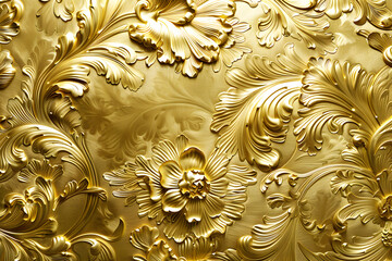 Intricate etched gold texture with detailed patterns and a polished radiant surface