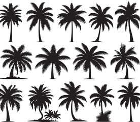 Black Vector Palm Tree Silhouettes