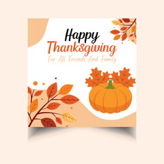Happy Thanksgiving Sale Background Template with beautiful watercolor leaves