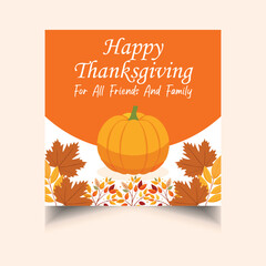 Happy Thanksgiving Sale Background Template with beautiful watercolor leaves