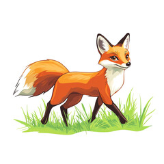 Obraz premium Majestic Red Fox in Lush Green Meadow