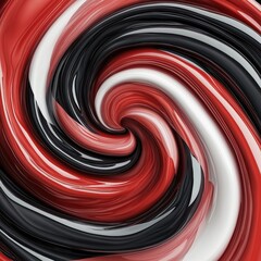 Vibrant swirling abstract design featuring red, black, and white wavy patterns and glossy texture for modern creative background or artistic decor