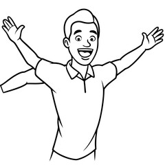 excited man stretch hands for hug