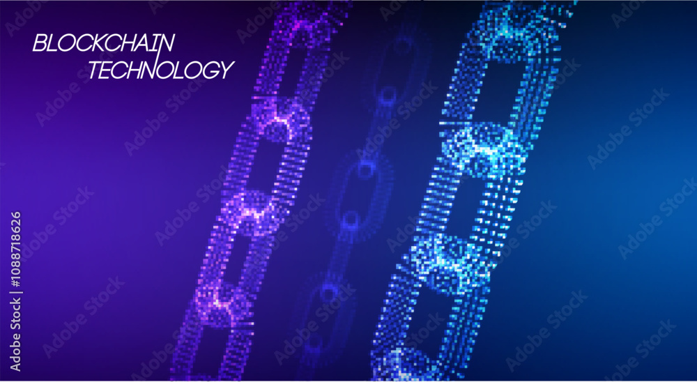 Poster blockchain technology background. cryptocurrency fintech block chain network and programming concept
